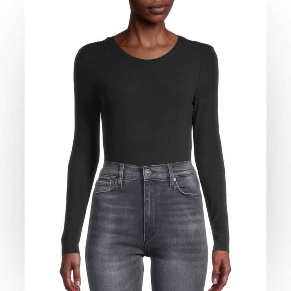 Crewneck Long-Sleeve Black Bodysuit